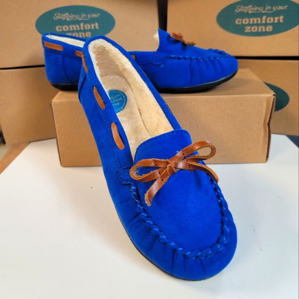 Kids Royal Blue' Moccasin Slippers – Cozy & Stylish!